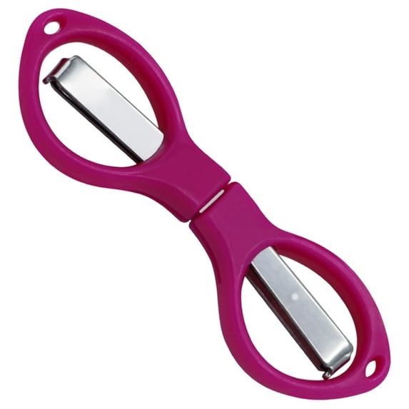 Qyaukm 1Pc Folding Scissors, Rose Pink Portable Stainless Steel Telescopic Cutter, Safety Foldable Pocket Badge Small Scissors for Home, Office, Craft, Sewing, Nurse Accessories, Travel