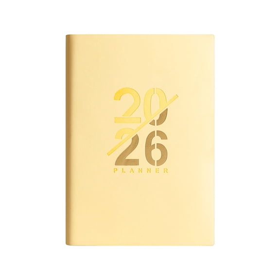 Qyaukm 2026-2027 18-Month English Planner - 5.8X8.5"" 2-Column Weekly Organizer | Pu Leather Hardcover Academic Calendar for Work, Classroom, Adults - Yellow