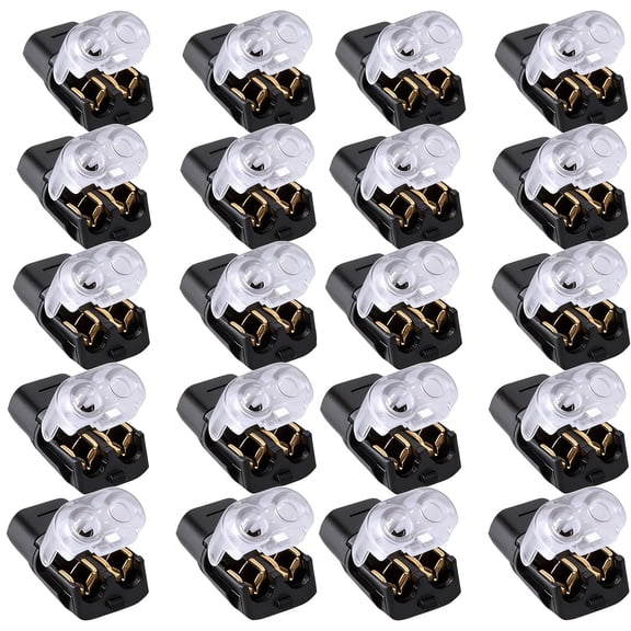 Qyaukm 20Pc 2 Pin Double Wire Connector, Solderless Led Strip Light Plugs with Locking Buckle, Compact Voltage Electrical Terminal Block, Quick Connect for 22-18 Awg Wires