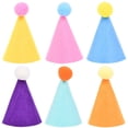 thumbnail image 1 of Qyaukm 6 Pcs Small Birthday Hats for Stuffed Animals, Mini Party Hats Colorful Birthday Party Felt Cone Hat Adjustable Small Parties Hat with Pom for Dogs Cats Pet Costume Accessories, 1 of 4