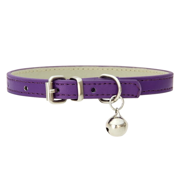 Qyaukm Adjustable PU Leather Cat Collar with Bell, Soft Kitten Collar for Small Dogs and Puppies, Available in Multiple Colors for Everyday Use