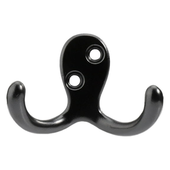 Qyaukm Coat Hooks Wall Hooks for Hanging, Heavy Duty Double Prong Metal Hook Wall Mounted for Living Room, Bathroom, Kitchen, Bedroom for Coat, Bag, Scarf, Towel, Hat, Key, Cup, a Black Coat Hook