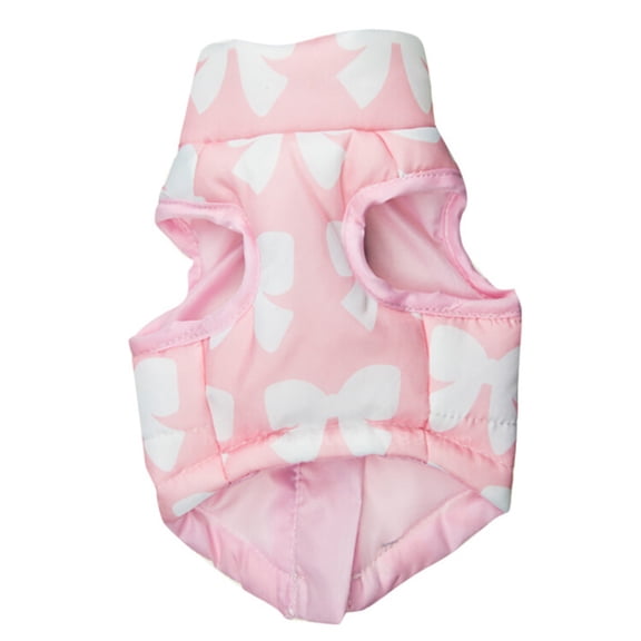 Qyaukm Dog Coat Winter Warm Pink Butterfly Pattern Jacket, Cotton Blend Quilted Apparel for Small Medium Pets, Cozy Puppy Clothing with Snug Fit, L Size