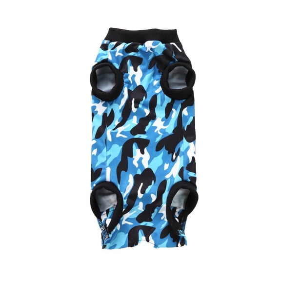 Qyaukm Dog Recovery Suit Post-Surgery Protective Clothing, Blue Camo Snug Fit Vest for Sterilization Wound Care, Comfortable Alternative to Cone, L Size
