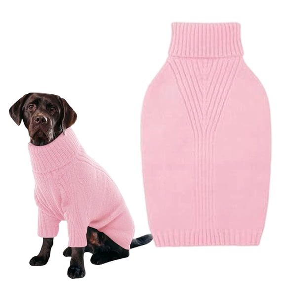 Qyaukm Dog Sweater,1Pc Thermal Knit Big Dog Sweater,Pet Turtleneck Doggy Sweatshirt for Extra Large Dogs Boy Girl,Stretchy Large Dogs Cold Weather Outfit Pitbull Clothes, Pink M