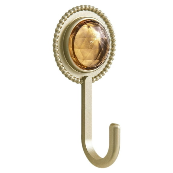 Qyaukm Heavy Duty Adhesive Hooks, Jeweled Wall Mount Hangers Hanging Coat Hooks Decorative Towel Hangers for Kitchen Bathroom - Golden Yellow, 1 9Cm Diamond Traceless Adhesive Hook