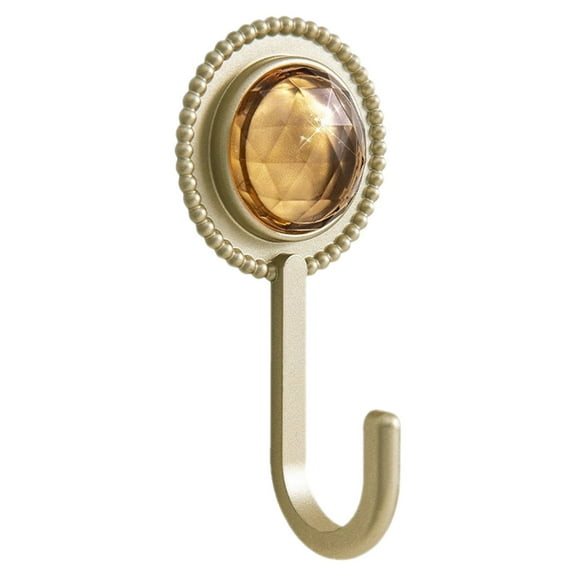 Qyaukm Heavy Duty Adhesive Hooks, Jeweled Wall Mount Hangers Hanging Coat Hooks Decorative Towel Hangers for Kitchen Bathroom - Golden Yellow, 1 9Cm Diamond Traceless Adhesive Hook