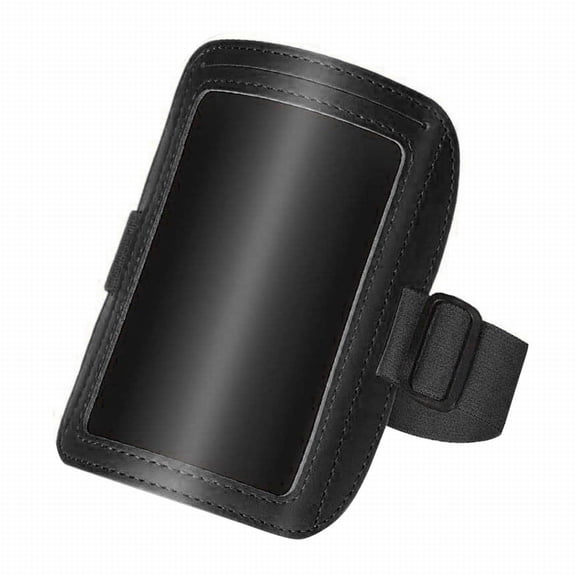 Qyaukm Leather Arm Badge Holder, Adjustable Id Card Holder with Elastic Strap, Men Work Ski Pass Armband, Transparent Document Pouch