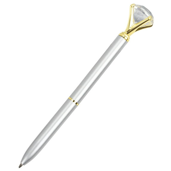 Qyaukm Luxury Diamond Pen with Crystal Top, Elegant Bridal Shower Party Favors, Wedding Guest Gift, Christmas Valentine Thank You Gift (2Ml) Silver, 1 Diamond Ballpoint Pen