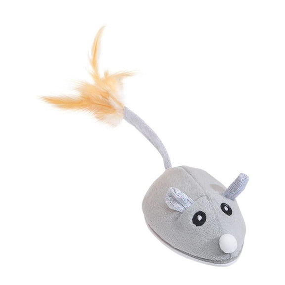 Qyaukm Realistic Grey Electronic Moving Mouse Cat Toy, Intelligent Interactive Play for Indoor Cats, Promotes Hunting Instincts and Problem-Solving Skills