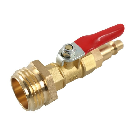 Qyaukm Rv Winterization Adapter Kit for Water Lines | 1/4"" Male Air Compressor Plug to 3/4"" Garden Hose Thread, Red Plastic On/Off Lever, Fits Rv/Trailer/Camper/Sprinkler Systems,