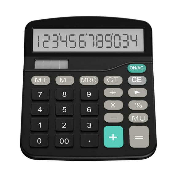 Qyaukm Standard Black Desktop Function Calculator | Large Lcd Display | Solar Powered with Battery Backup | Standard Function | Office & Stationery, 1Pc Calculator