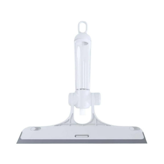 Qyaukm White 3-In-1 Window Cleaning Scraper (Squeegee+Scrubber+Spray) | Upgrade Silicone (Streak-Free), Fixed-Angle Sponge Brush, Detachable Spray Bottle, Fits Home/Car/Kitchen Glass/Bathroom Mirrors