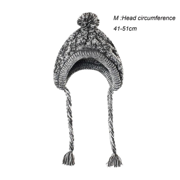 Qyaukm Winter Dog Hat Knit Braided Pom Pom Beanie with Ear Holes, Warm Fleece Lined Cap for Medium Large Breeds, Frostbite Protection Pet Accessory, L Size