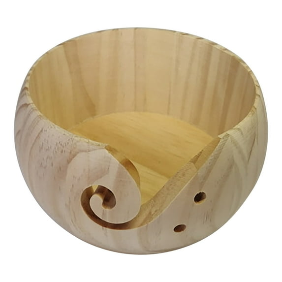 Qyaukm Wooden Yarn Bowl Portable Knitting Yarn Bowl Christmas Gifts for Women Knitting Crochet Knit Picker Yarn Bowl (5.9" X 5.9" X3.14"), 1X Wooden Woven Bowl