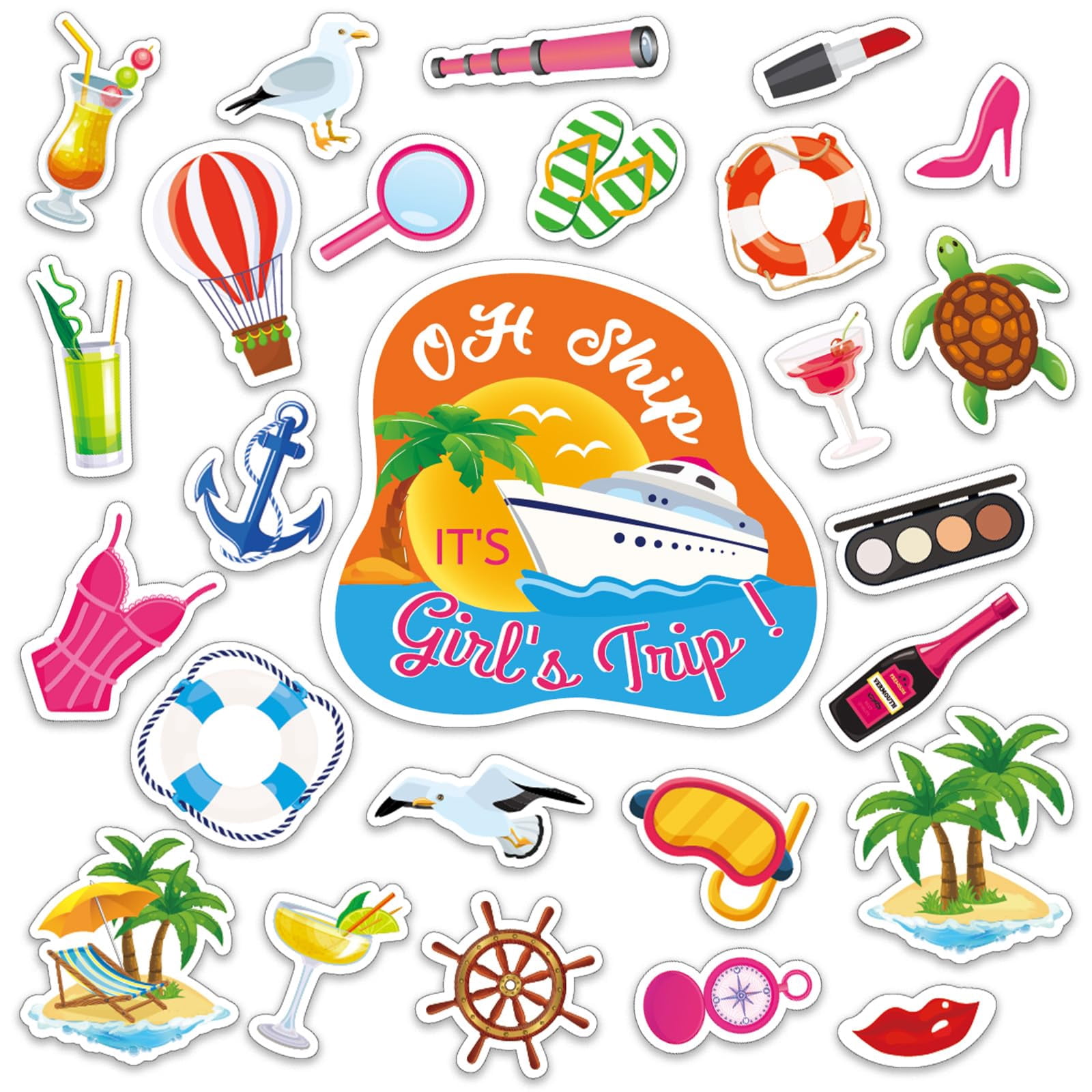 26-Piece Summer Cruise Door Magnets Set – Tropical Hawaii Theme, For Cabin Doors, Fridge, Car & Metal Surfaces - View #5