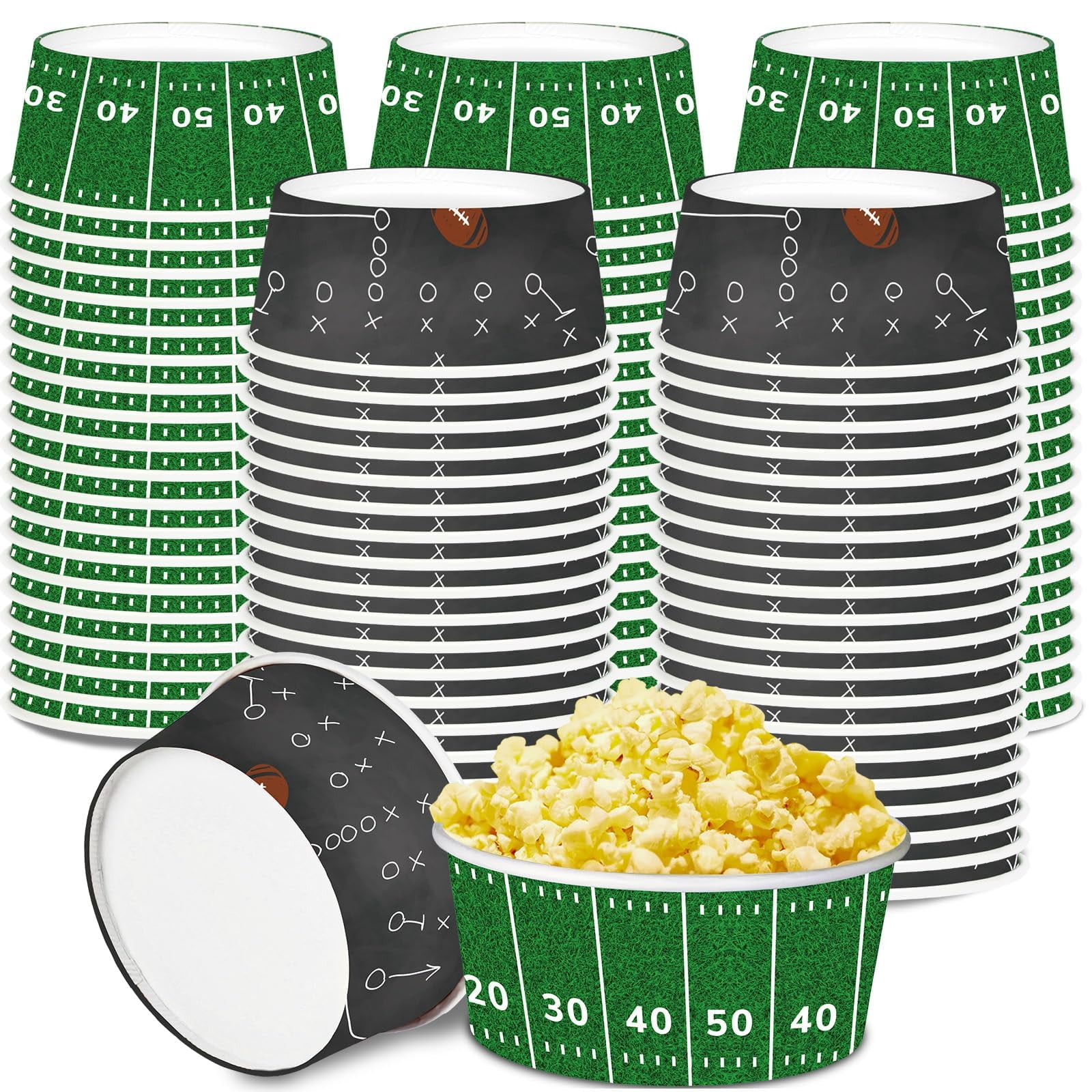 Qyeahkj 50 Pcs Football Party Snack AFN1Bowls - Field and Rugby Serving ...