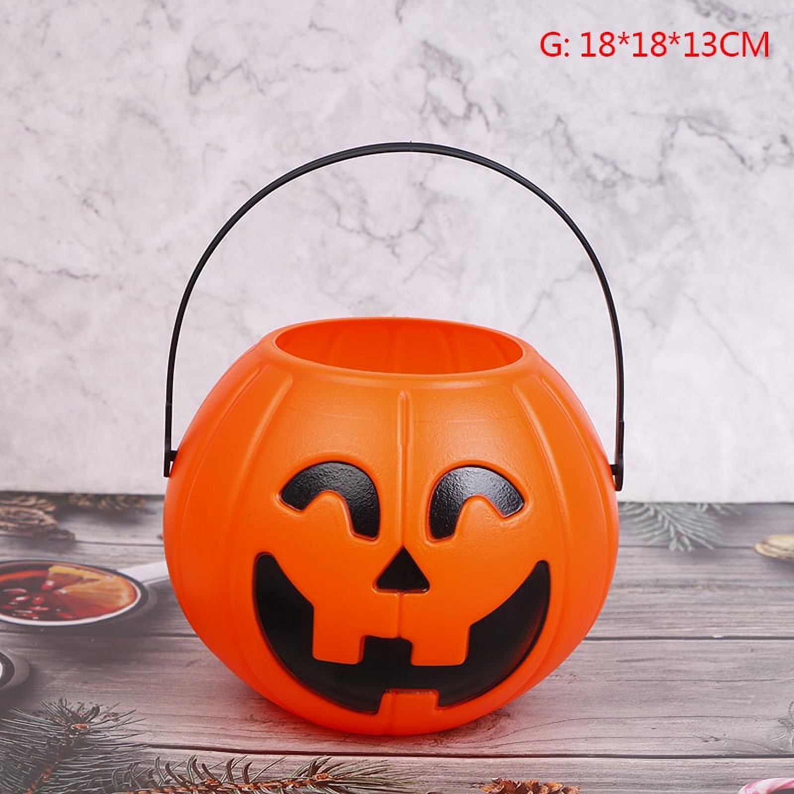 Qyiloy Halloween Party Props Plastic Pumpkin Bucket Decorate Halloween