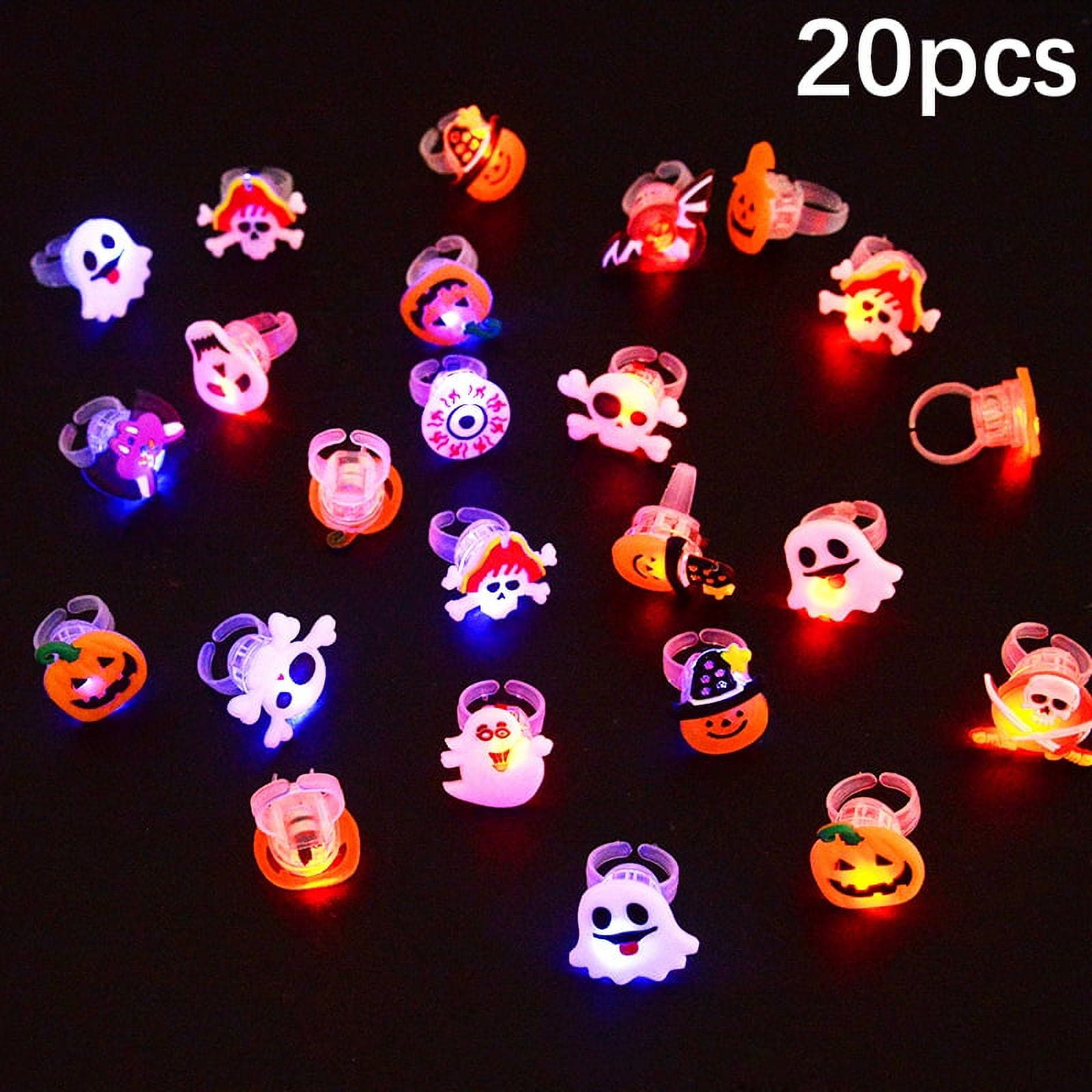 Qyiloy LED Light Halloween Ring Glowing Pumpkin Ghost Skull Rings
