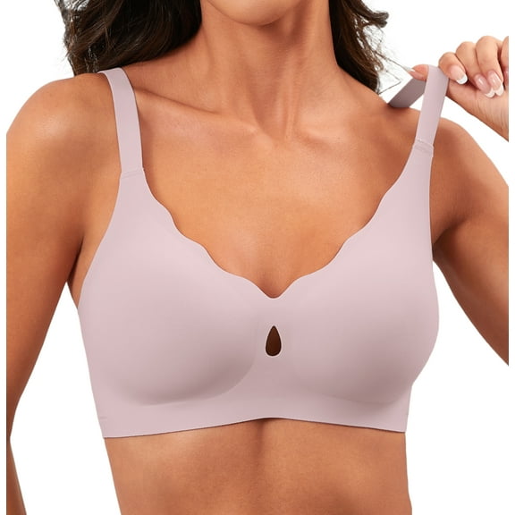 Qylux Wireless Bras for Women No Underwire Push Up Bras Seamless Full Coverage Comfort Lift Support Soft Everyday bra,Pink