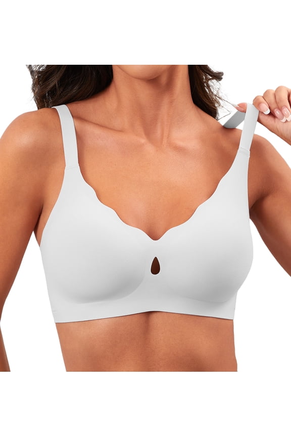 Wireless Bras for Women No Underwire Push Up Bras Seamless Full Coverage Comfort Lift Support Soft Everyday bra,White