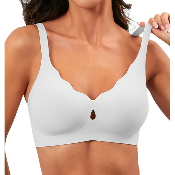 Qylux Wireless Bras for Women No Underwire Push Up Bras Seamless Full Coverage Comfort Lift Support Soft Everyday bra,White