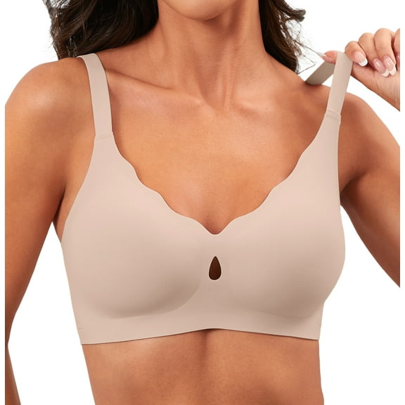 Qylux Wireless Bras for Women No Underwire Push Up Bras Seamless Full Coverage Comfort Lift Support Soft Everyday bra,Oatmilk