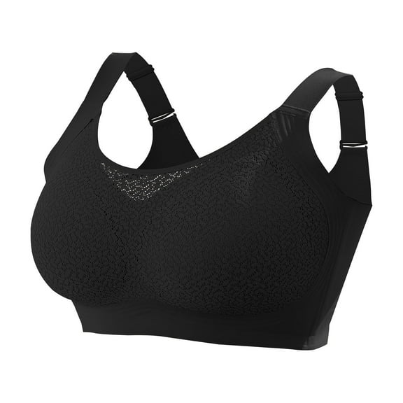 Qylux Women's Lace Plus Size Wireless Bra - Breathable No Underwire Full Coverage Bra,Everyday Comfort Bra,Black,3XL