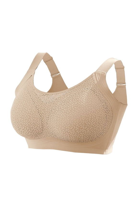 Women's Lace Plus Size Wireless Bra - Breathable No Underwire Full Coverage Bra,Everyday Comfort Bra,Nude,4XL
