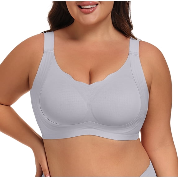 Qylux Women's Wireless Jelly Bra,Plus Size Full Coverage Supportive T-Shirt Bra,Seamless No Underwire with W-Shaped Support and Natural Lift