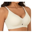 thumbnail image 1 of Qylux Women's Wireless Bras Breathable Seamless Bra Push Up Full Coverage Breathable Comfort Everyday Bra,Beige,XL, 1 of 8