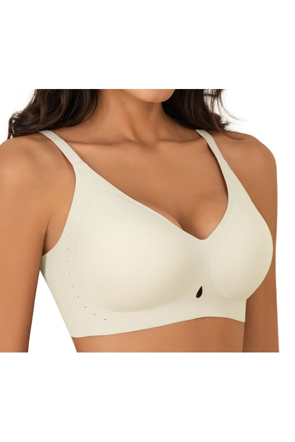 Women's Wireless Bras Breathable Seamless Bra Push Up Full Coverage Breathable Comfort Everyday Bra,Beige,2XL