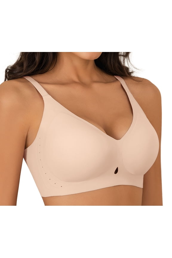 Women's Wireless Bras Breathable Seamless Bra Push Up Full Coverage Breathable Comfort Everyday Bra,Nude,L
