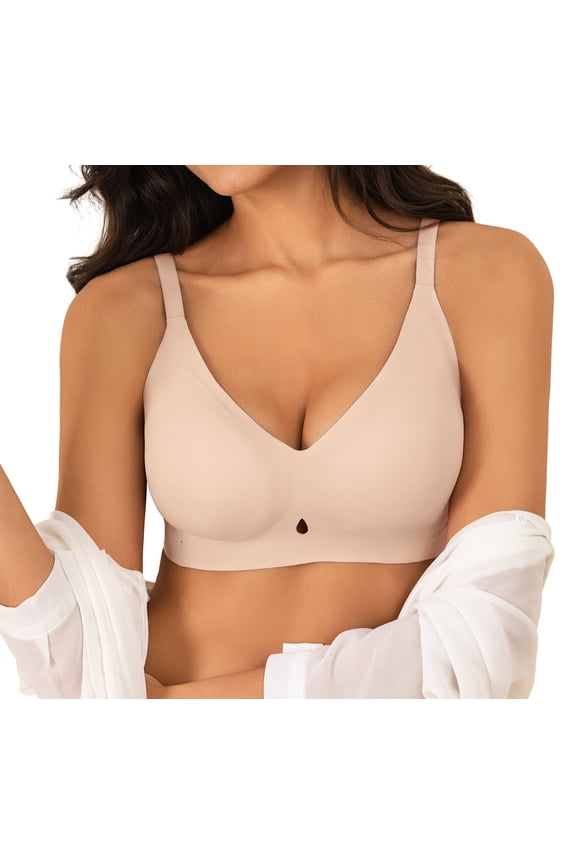 Women's Wireless No Underwire Bras Seamless Full Coverage Push Up Bralette, Comfortable Everyday Bra,Nude,S