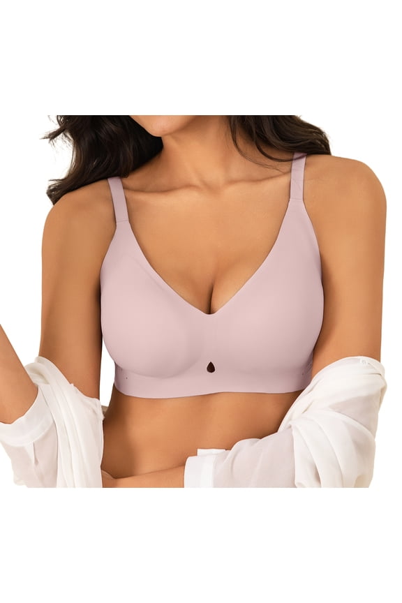 Women's Wireless No Underwire Bras Seamless Full Coverage Push Up Bralette, Comfortable Everyday Bra,Pink,2XL