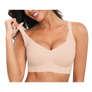 QYLUX Women's Wireless Sports Bra, Seamless Full Coverage T-Shirt Bra, Support,Nude,(S-3XL)