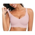thumbnail image 1 of QYLUX Wireless Comfort Bra for Women - Full Coverage, Seamless, Soft Support, T-Shirt & Sports Bra for Everyday Wear,Pink,2XL, 1 of 7