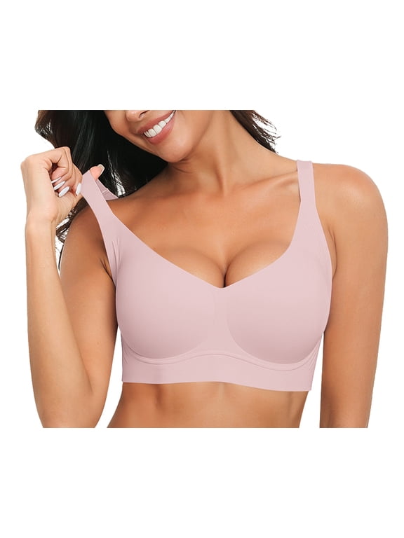 Women's Wireless T-Shirt Bra,Seamless Full-Coverage Support Bra with Natural Lift,No Underwire,Soft Everyday Comfort