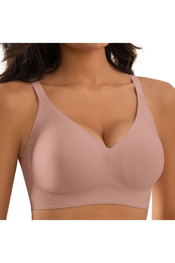 Women's Wireless Bra - Full Coverage Seamless Soft Support Bra,Comfortable T-Shirt Bra for Everyday Wear,Mauve,M