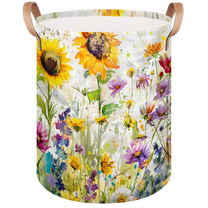 Qzaxky Abstract Spring Summer Floral Flowers Laundry Basket Organizer Foldable Tall Large Laundry Basket Collapsible Folding Laundry Basket Dirty Clothes Fabric