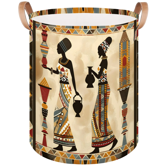 Qzaxky African American Women Aztec Laundry Basket Organizer Foldable Tall Large Laundry Basket Collapsible Folding Laundry Basket Dirty Clothes Fabric
