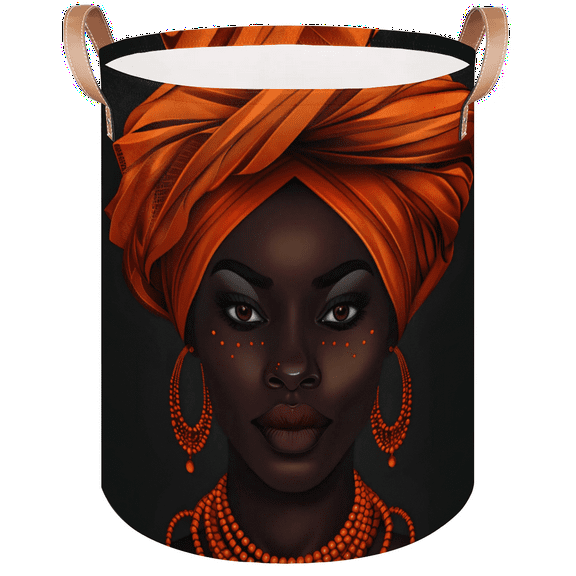 Qzaxky African Woman Laundry Basket Organizer Foldable Tall Large Laundry Basket Collapsible Folding Laundry Basket Dirty Clothes Fabric