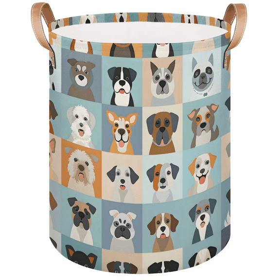 Qzaxky Animal Dog Cute Dogs Laundry Basket Organizer Foldable Tall Large Laundry Basket Collapsible Folding Laundry Basket Dirty Clothes Fabric
