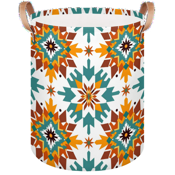 Qzaxky Aztec Ethnic Boho Laundry Basket Organizer Foldable Tall Large Laundry Basket Collapsible Folding Laundry Basket Dirty Clothes Fabric