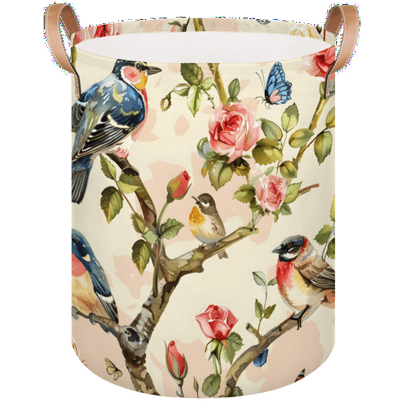 Qzaxky Bird Laundry Basket Organizer Foldable Tall Large Laundry Basket Collapsible Folding Laundry Basket Dirty Clothes Fabric