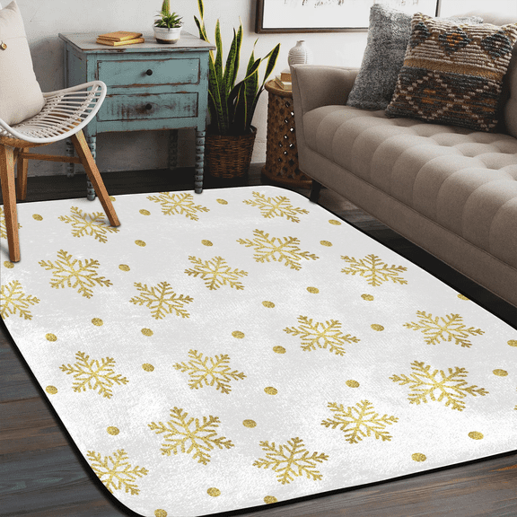 Qzaxky Christmas Rug Area Carpet Anti Slip Washable Door Mat Decorative Rugs for Living Room Bedroom Office etc Christmas Snowflake Gingerbread Man 48x72in