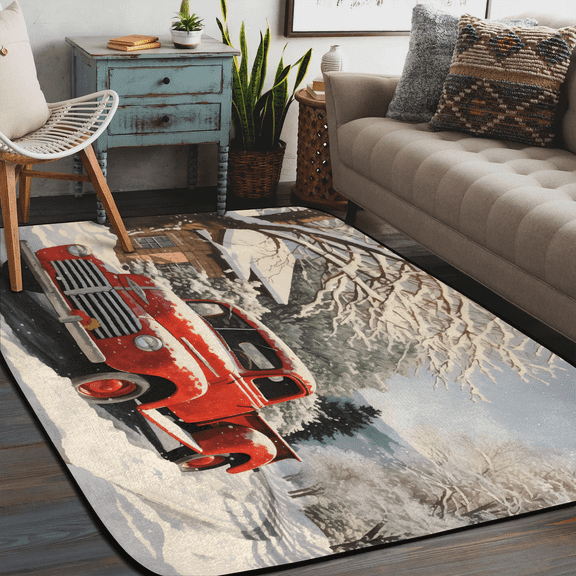Qzaxky Christmas Rug Area Carpet Anti Slip Washable Door Mat Decorative Rugs for Living Room Bedroom Office etc Christmas Small Gingerbread 58x80in