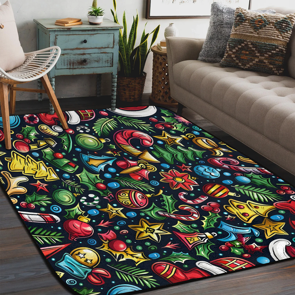 Qzaxky Christmas Rug Area Carpet Anti Slip Washable Door Mat Decorative Rugs for Living Room Bedroom Office etc Christmas Things 58x80in