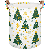 Qzaxky Christmas Tree Gold Snowflake Laundry Basket Organizer Foldable Tall Large Laundry Basket Collapsible Folding Laundry Basket Dirty Clothes Fabric