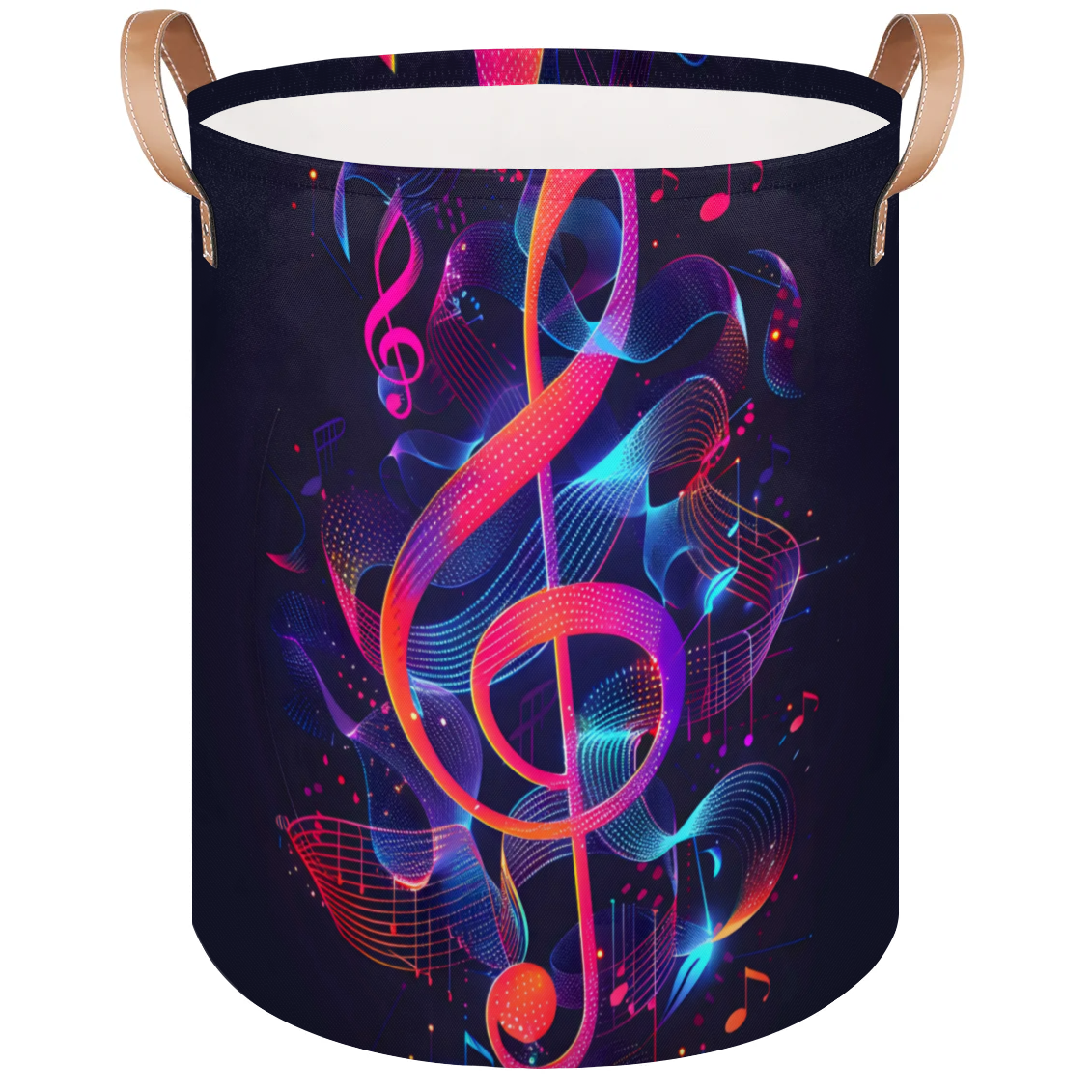 Qzaxky Colorful Music Notes Laundry Basket Organizer Foldable Tall ...